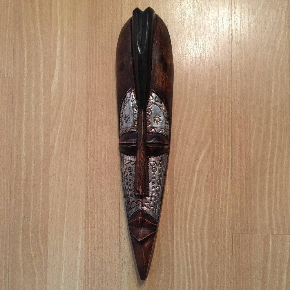 HOST PICK! Ghana Handcrafted Wood & Metal Mask Wall Hanging